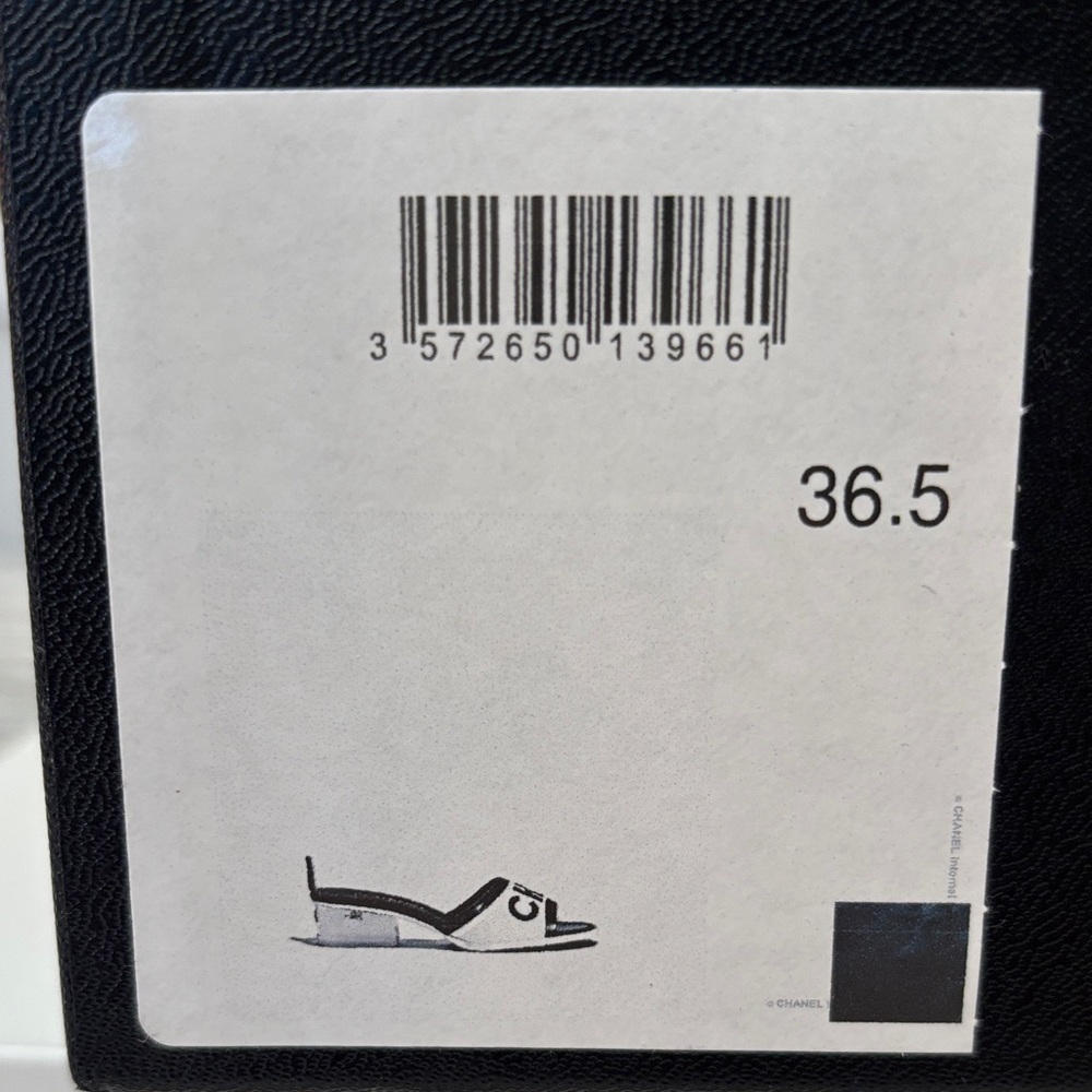 CHANEL Black & White Logo Slide Mules - Picture 9 of 9